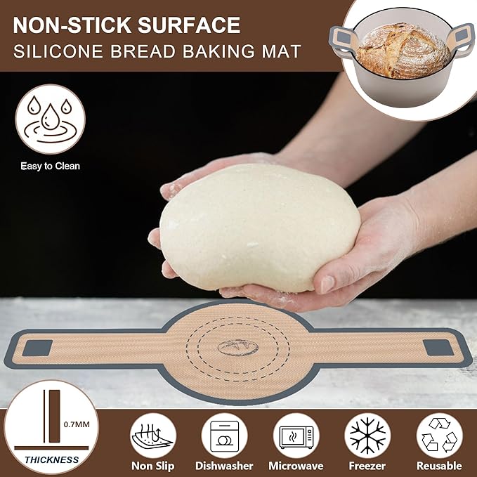 E-far 5 Quart Enameled Cast Iron Dutch Oven, 2 in 1 Dutch Oven Pot with Skillet Lid and Silicone Bread Sling, Ideal for Bread Baking, Cooking, Stewing, Frying, Induction & Oven Safe - Khaki