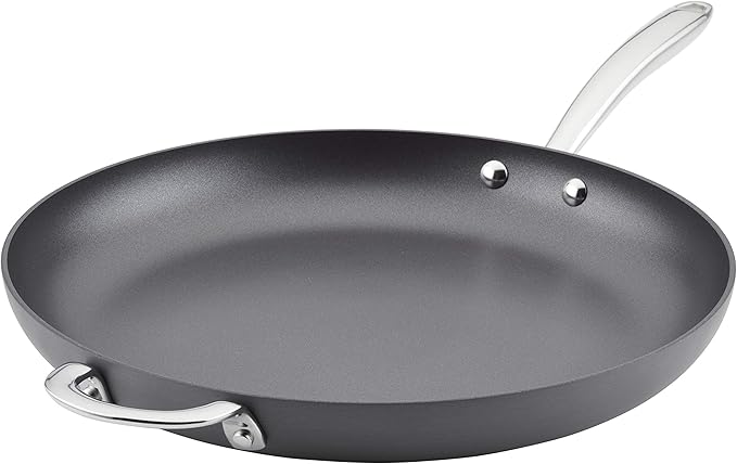 Rachael Ray 80089 Professional Hard Anodized Nonstick Frying/Fry Pan/Skillet with Helper Handle, 14 Inch - Gray