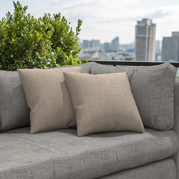 Covers & All Sunbrella Outdoor Throw Pillows, Pack of 2 Water Resistant & UV Fade Resistant Premium Square Throw Pillows (Inserts with Covers) for Indoor & Outdoor Use,18" x 18" Cast Ash