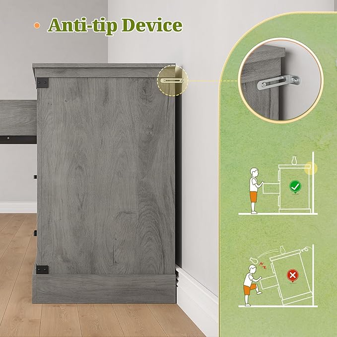 Hasuit Farmhouse 7 Drawers Dresser for Bedroom, Wooden Long Dresser Chest of Drawers with Thick Styling, Large Capacity Closet Storage Dressers Organizer, Wide Dressers for Bedroom, Hallway, Oak Gary