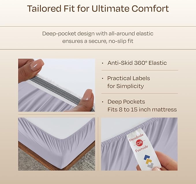 California Design Den 100% Cotton Sateen Split King Sheet Set - Luxury 800 Thread Count Bedding Set with Deep Pockets - Cooling & Softer Thick Cotton Sheets Than Egyptian Cotton Sheets (Lavender)