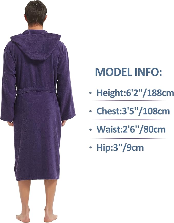 Mens Robe with Hood-Classic Terry Cloth Bathrobe for Men,Soft Knee Length Bathrobes