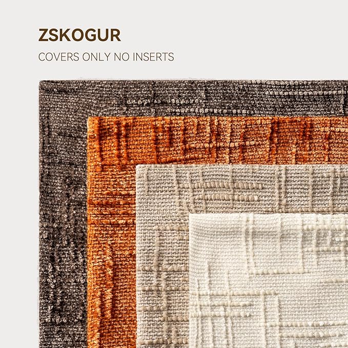 Decorative Throw Pillow Covers 20x20 Inch Set of 4, Soft Solid Farmhouse Chenille Couch Pillows, Spring Pillow Covers for Couch Sofa Bed Living Room Home Decor Pillowcase, Warm Colors