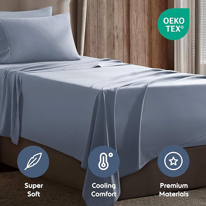 Nestl Twin Sheet Set - 1800 Ultra-Soft Microfiber Twin Bed Sheets - Double Brushed - Deep Pockets - Easy Fit - Extra Soft - 3 Piece Set - Bedding Sheets & Pillowcases (Twin, Ice Blue)
