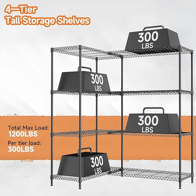 4 Tiers Shelf Metal Storage Shelves