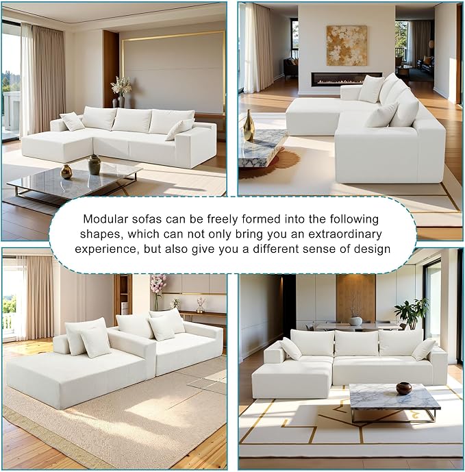 Sectional Couches for Living Room 109" L Shaped Cloud Couch Modern Modular Sectional Sofa Bad, Boneless Couch with Deep Seat, No Assembly Required (Chenille, Green)