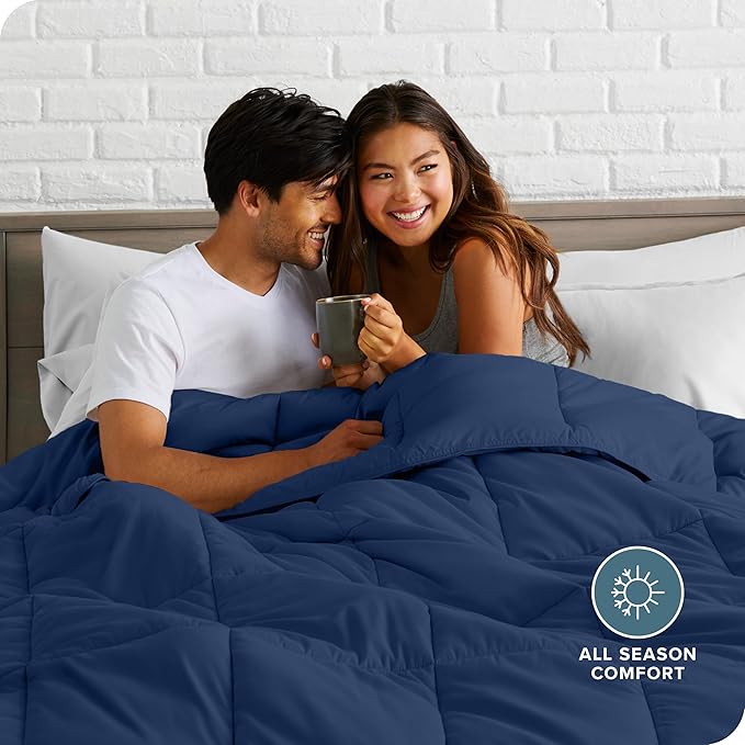 Bare Home Comforter Set - Ultra-Soft - Goose Down Alternative - Premium 1800 Series - All Season Warmth (Twin/Twin XL, Dark Blue)