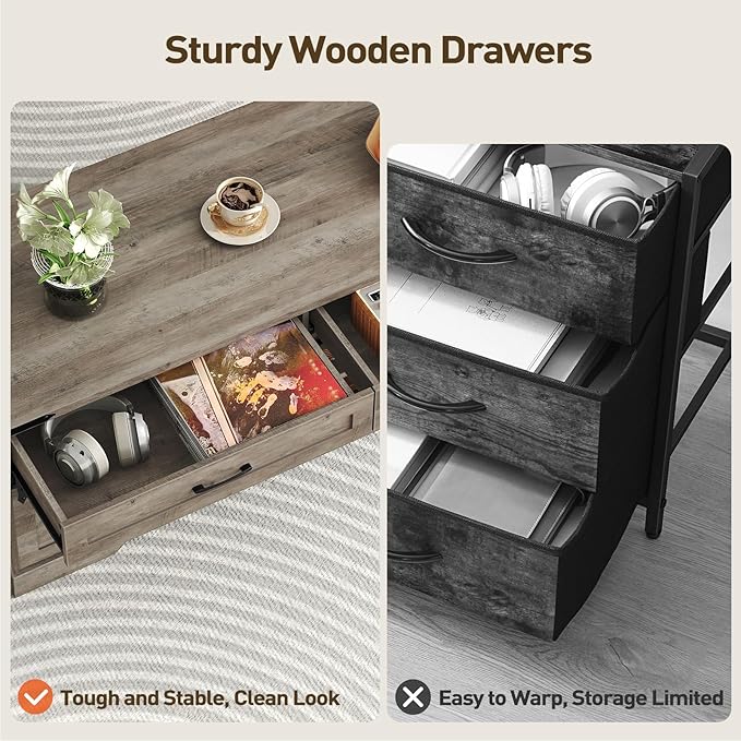 47" Farmhouse Coffee Table with Storage and 2 Drawers, Large Rustic Center Table with Sliding Barn Doors & Open Compartments, Wooden Coffee Table for Living Room, Greige