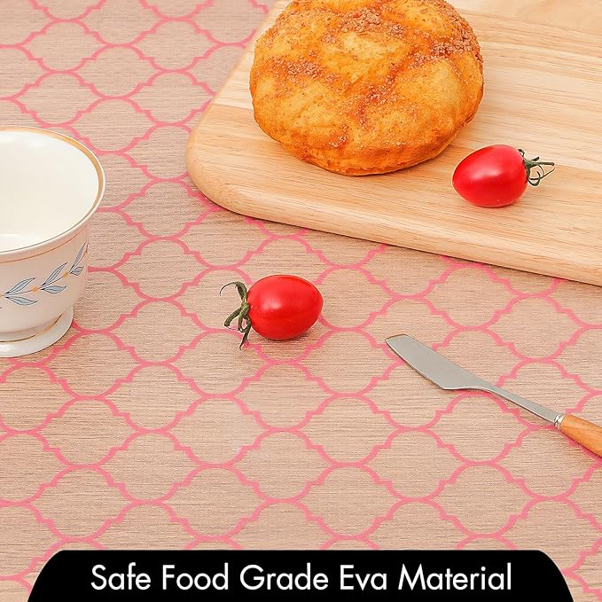 Cooyes Shelf Liner, Non Adhesive Drawer and Cabinet Liner, EVA Washable Oil-Proof Shelf Paper for Kitchen Cabinets, Refrigerator, Storage, Desks with Modern Pattern