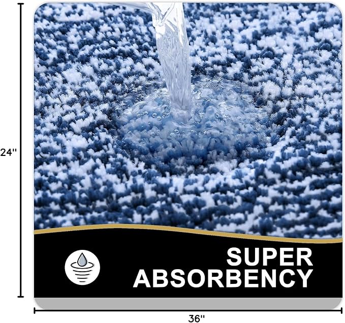 OLANLY Bathroom Rugs 36x24, Extra Soft and Absorbent Microfiber Bath Mat, Non-Slip, Machine Washable, Quick Dry Shaggy Bath Carpet, Suitable for Bathroom Floor, Tub, Shower (Large, Navy)