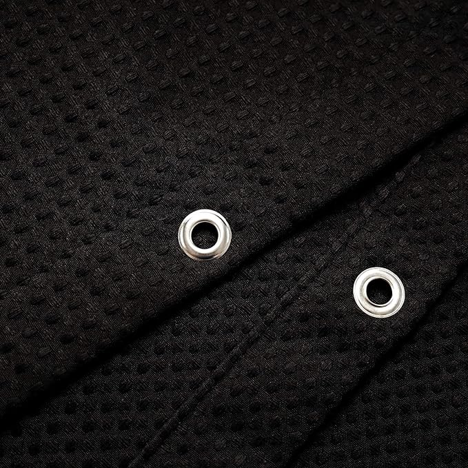 Barossa Design Long Waffle Weave Shower Curtain 71" W x 78" H - Hotel Luxury Spa, 230 GSM Heavy Weighted Fabric, Water Repellent, Black, 71x78