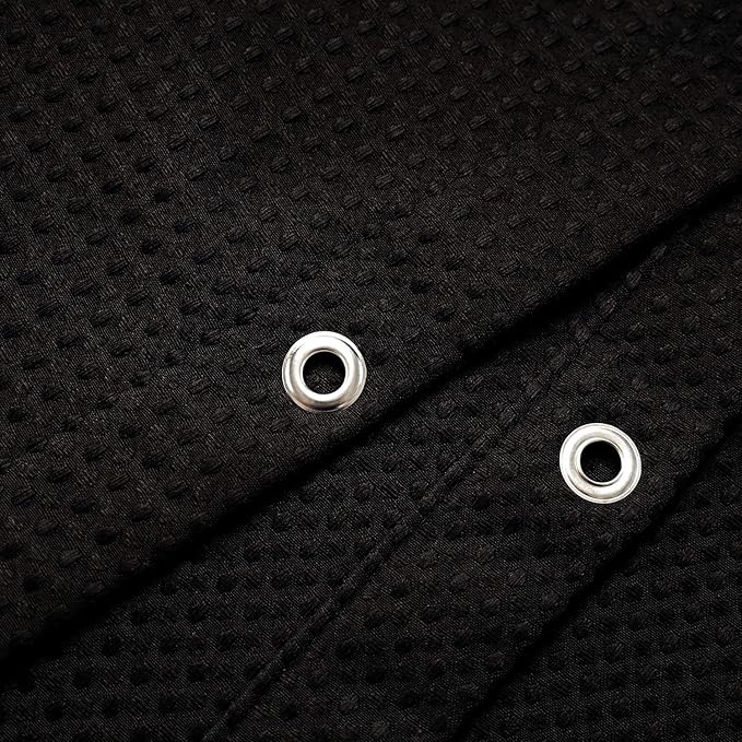 Barossa Design Extra-Long Waffle Weave Shower Curtain 71" W x 96" H - Hotel Luxury Spa, 230 GSM Heavy Weighted Fabric, Water Repellent, Black, 71x96