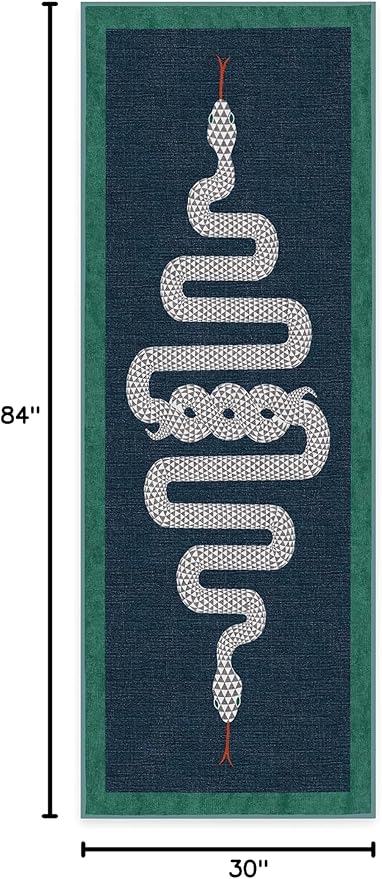 RUGGABLE x Jonathan Adler Machine Washable Modern Runner Rug – Venom Sapphire 2.5x7, Stain-Resistant, Non-Slip – Washable Rug for Hallway, Entryway, Living Room & Kitchen–with Standard Pad