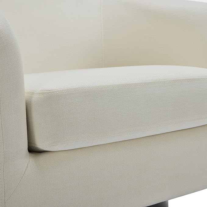 UIXE 360° Swivel Barrel Accent Chair Armchair, Modern Round Club Arm Chair Upholstered Living Room Single Sofa Seating Bedroom Side Reading Seat in Fabric for Home Office (Beige)