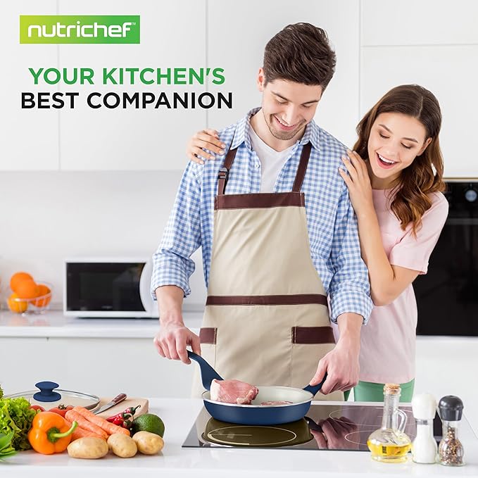 Nutrichef 54 Piece Professional Grade Complete Home Kitchen Cookware Set, Ceramic Non-Stick Bakeware, Pot and Pans Kit, Cool-Touch Handles, Safe for Gas, Electric, Induction Cooktops, Easy Clean