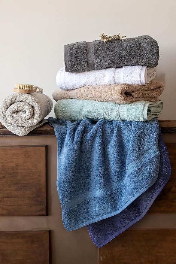 SALBAKOS 100% Turkish Cotton Bath Towel Set of 4 27x54 inch | Heirloom Quality | Hotel & Spa Collection | Ultra Soft, Super Absorbent, Long Lasting Bath Towels | Made in Turkey (White, 4 Bath Towels)