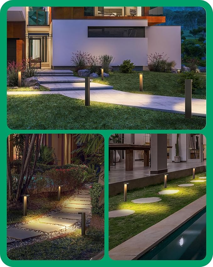 EDISHINE Low Voltage Landscape Lighting, 3.2W 3000K 50,000Hrs Electric LED Pathway Lights Wired, 12V Waterproof Outdoor Landscape Path Lights, Modern Aluminum Housing for Driveway Garden, 6Pack