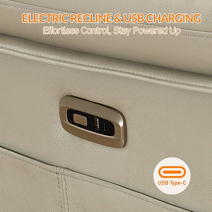 AEDI 450lbs Power Recliner Chair for Big and Tall Adults Oversized Electric Reclining Sofa for Living Room,Extra Wide 27.5” Seat,Extended Footrest,USB Charging(Faux Leather,Gray)