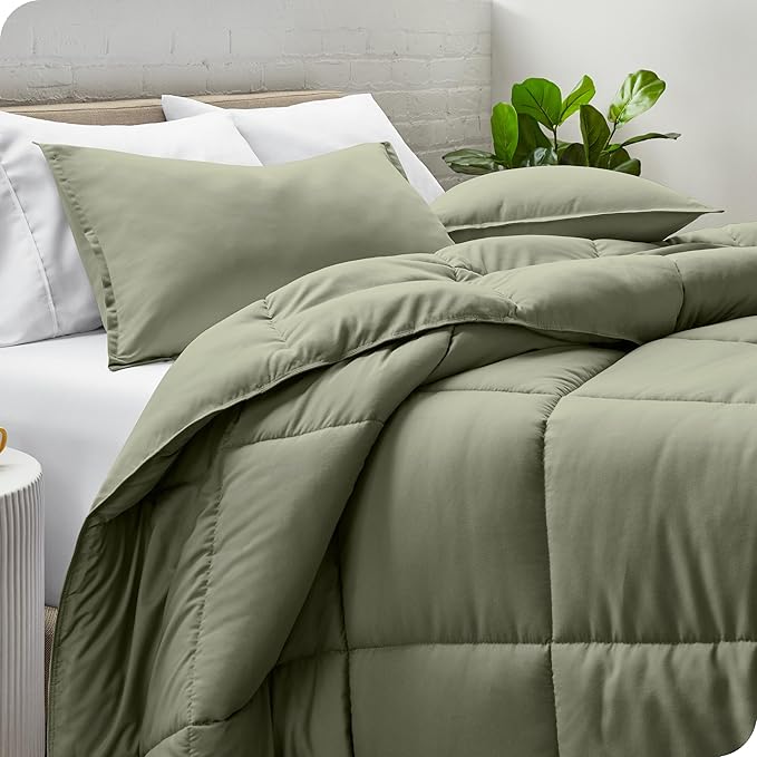 Bare Home Comforter Set - Twin/Twin Extra Long Size - Ultra-Soft - Goose Down Alternative - Premium 1800 Series - All Season Warmth (Twin/Twin XL, Sage)