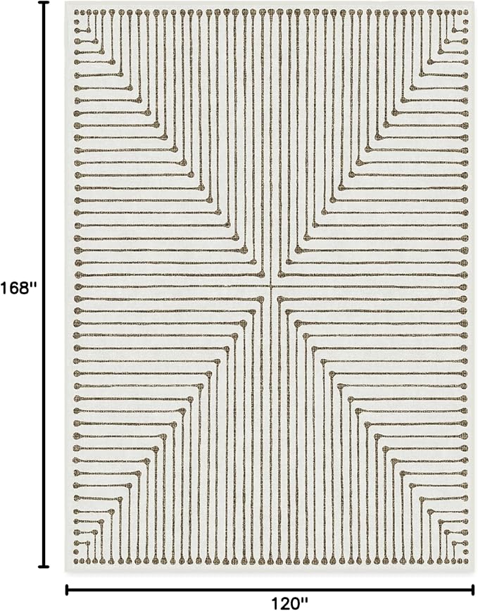 RUGGABLE x Jonathan Adler Machine Washable Modern Area Rug – Inkdrop Camel & Ivory 10x14, Stain-Resistant, Non-Slip – Large Rugs for Living Room, Bedroom, Hallway, Entryway & Office–with Standard Pad