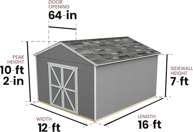 Handy Home Products Astoria 12x16 Do-It-Yourself Wooden Storage Shed- Does not Include Floor kit, Paint, or Roofing Shingles