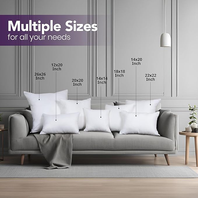 Utopia Bedding Throw Pillows Insert (Pack of 2, White) - 14 x 14 Inches Bed and Couch Pillows - Indoor Decorative Pillow