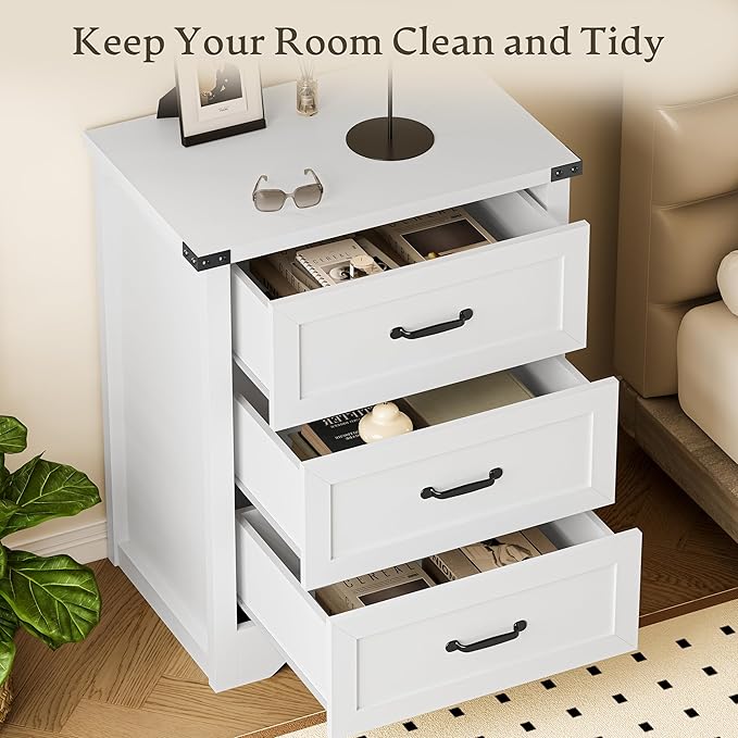 3-Drawer Dresser for Bedroom, Small Wooden Chest of Drawers with Metal Handles, Narrow Storage Cabinet with Anti-Tipping Design, Sturdy Dresser Organizer for Closet, Living Room, Entryway