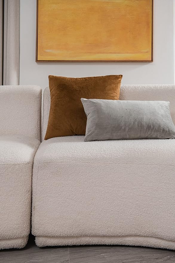 DEZENE 26x26 Euro Pillow Covers : 2 Pack Cozy Soft Velvet Oversized Couch Pillow Shams, Square Throw Pillow Cases for Living Room Sofa, Golden Brown