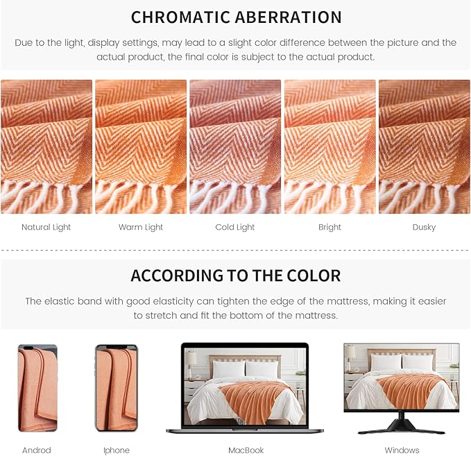 BOURINA Decorative Herringbone Faux Cashmere Fringe Throw Blanket Lightweight Soft Cozy for Bed or Sofa Farmhouse Outdoor Throw Blankets, 50" x 60" Orange