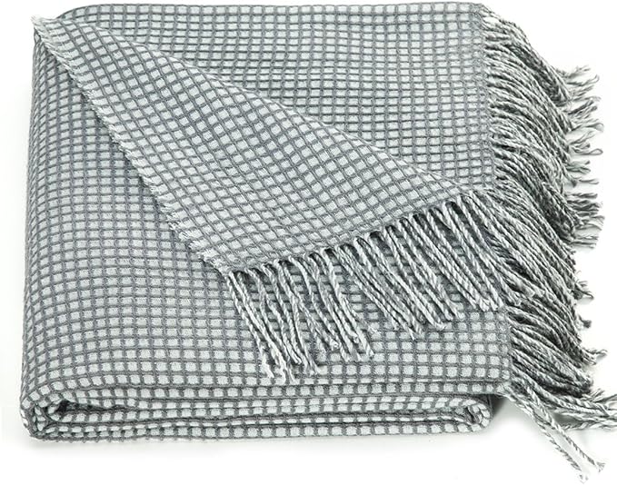 Spencer & Whitney Wool Throw Blankets - Soft, Lightweight Cashmere Wool, Yellow Throws for Twin Couch