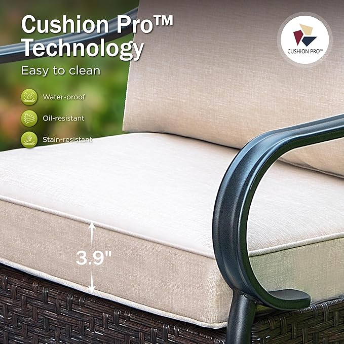 PHI VILLA 9 PCS Outdoor Dining Sets, 60x60 All-Weather Patio Table and Chairs Set for 8, Heavy Duty Patio Table Set Square for Deck, 8 Extra Large Outdoor Stationary Dining Chairs with Thick Cushions