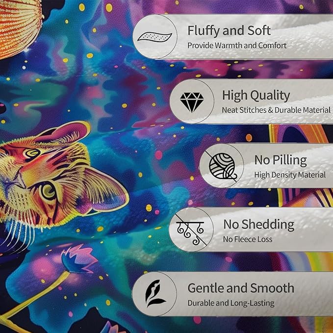 Cat Blanket - Ultra Soft, Fluffy, Lightweight Flannel Throw Blankets for Couch, Bed, Travel, Outdoor - Cozy, Fuzzy Home Decor, for Adults Kids Women Boys Girls, All Season 80×60 in