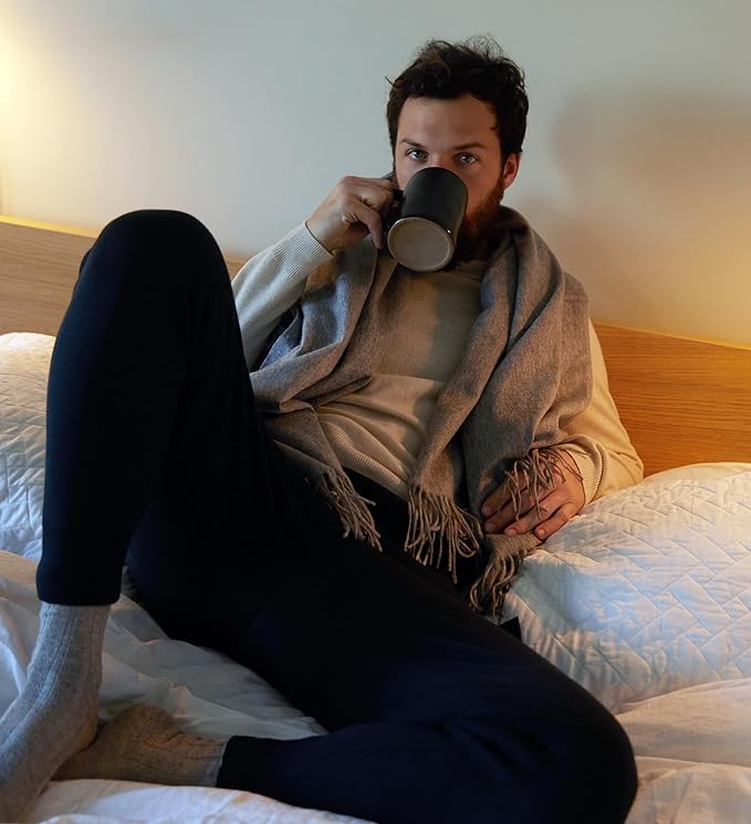 State Cashmere Home Throw Blanket with Decorative Fringe 100% Pure Cashmere Ultra Soft Accent Blanket for Couch, Sofa & Bed (Pale Charcoal, 60"x50")