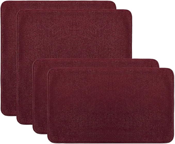 Outdoor Sunbrella Decorative Throw Pillow Covers Only, Pack of 4, 17"x17" & 20"x12" Water Repellent Replacement Lumbar Pillow Case for Patio, Couch, Sofa and Patio Furniture, Spectrum Ruby