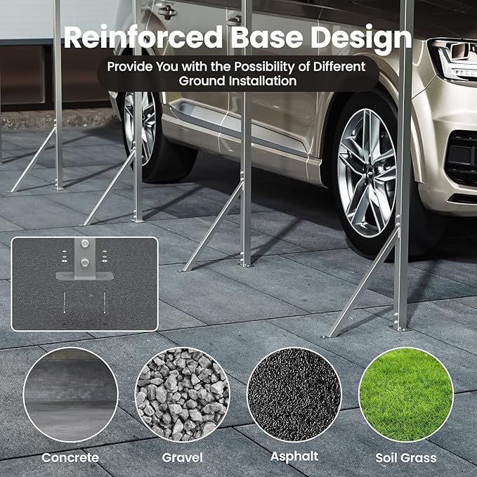 12x20 Carport, Heavy Duty Metal Car Port, All-Weather Protection, Easy Assembly for Cars, Trucks, Boats, Tractors, and Outdoor Storage