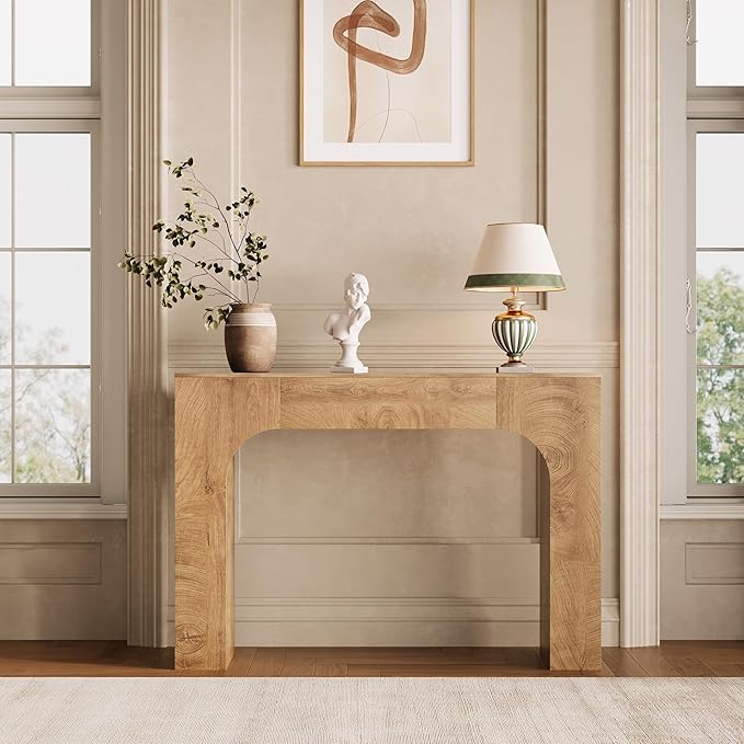 GarveeHome 47 Inch Farmhouse Console Table, Narrow Wood Entryway Table Behind Couch, Slim Rustic Hallway Furniture for Living Rooms, Foyers & Apartments, Deep Oak