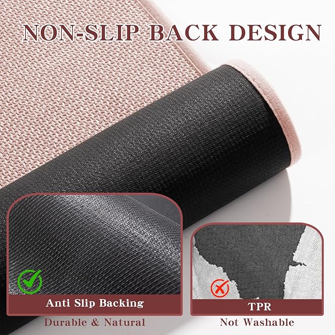 chakme Bathroom Rugs Mat 59x17, Ultra Thin Non Slip Bath Mats Runner Quick Dry Absorbent Bath Mat for Bathroom Floor, (Pink, 59"x17")