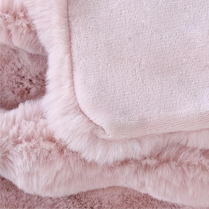 Fluffy Pink Fuzzy Throw Blankets for Sofa Bedroom Living Room Faux Fur Rabbit 60x80 Decorative Cozy Throw Blanket for Couch Apartment Decor 860 GSM