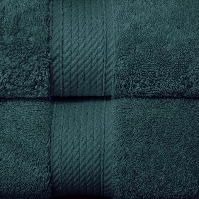 Superior Egyptian Cotton Pile Bath Towel Set of 2, Ultra Soft Luxury Towels, Thick Plush Essentials, Absorbent Heavyweight, Guest Bath, Hotel, Spa, Home Bathroom, Shower Basics, Teal