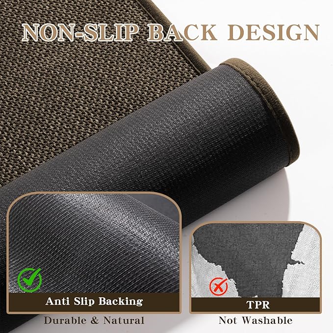 chakme Bathroom Rugs Mat 59x17, Ultra Thin Non Slip Bath Rug Runner Quick Dry Absorbent Bath Mat for Bathroom, (Brown, 59"x17")