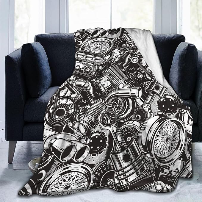 Automobile Car Parts Blankets for Mens Womens Boys Girls Gifts 50X40 Inches Ultra-Soft Warm Lightweight Bedding Throw for Bed, Sofa, Couch