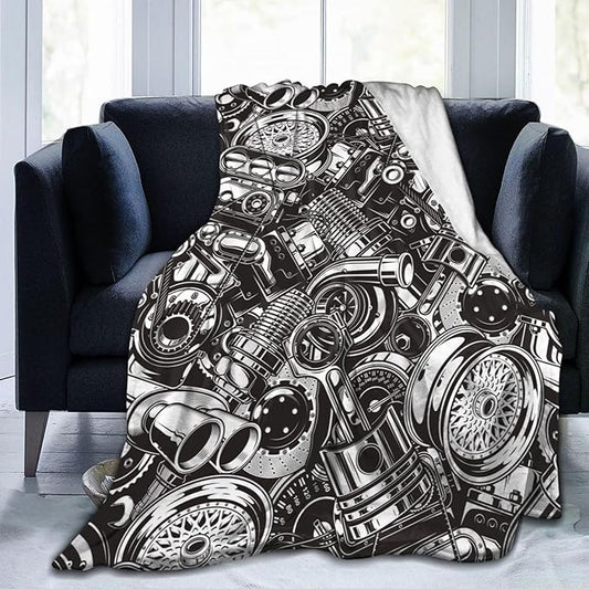 Automobile Car Parts Blankets for Mens Womens Boys Girls Gifts 50X40 Inches Ultra-Soft Warm Lightweight Bedding Throw for Bed, Sofa, Couch