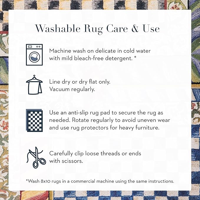 MACKENZIE-CHILDS Washable Rug, Decorative Indoor Rug, 2' x 3', Truly Royal Check