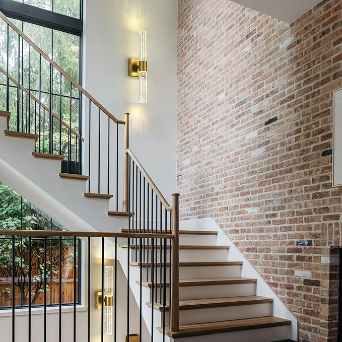 Gold Wall Sconces Set of Two Battery Operated, Wireless Rechargeable Wall Sconce Set of 2 with Remote Control, Modern LED Wall Light for Bedroom, Living Room, Hallway (4000K)