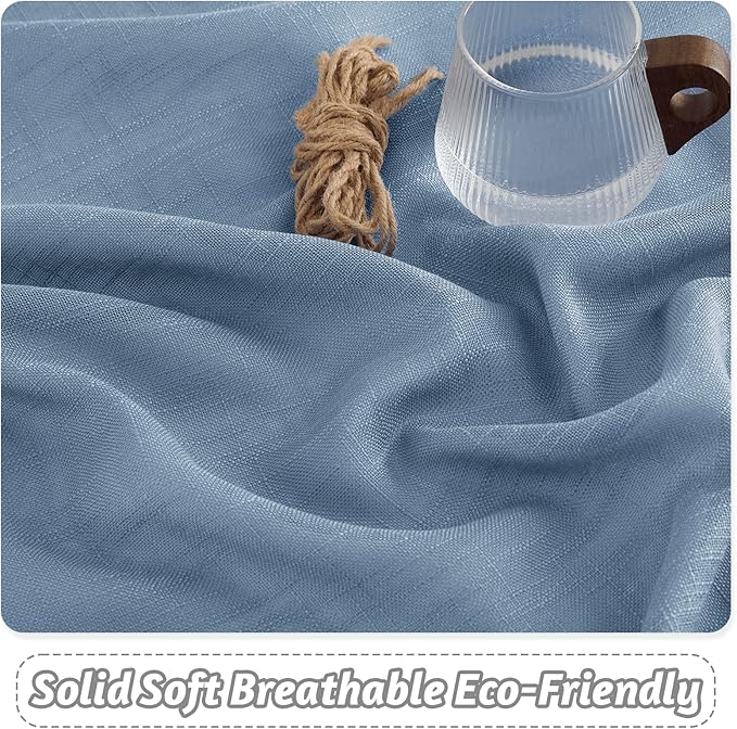RYB HOME Linen Curtains 90 inches Long Super Soft Light & Privacy Rod Pocket Sheers for Living Room Bedroom Patio Door Backdrop Window Decor, Blue Haze, W 52 x L 90 inches, 2 Panels
