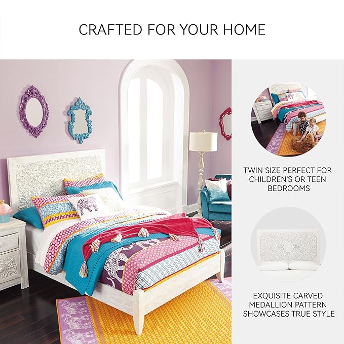 Signature Design by Ashley Paxberry Traditional Adjustable Full Panel Bed, Foundation or Box Spring Needed, White