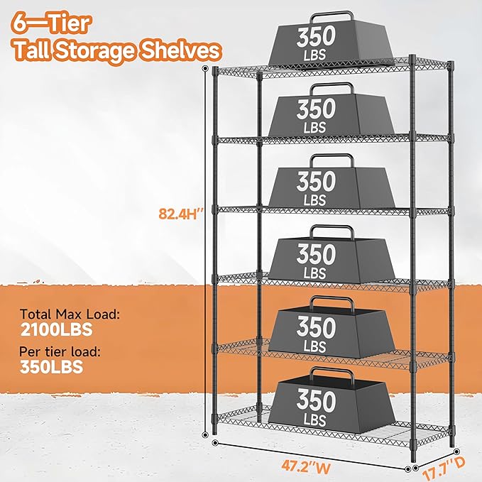 6 Tiers Shelf Metal Storage Shelves