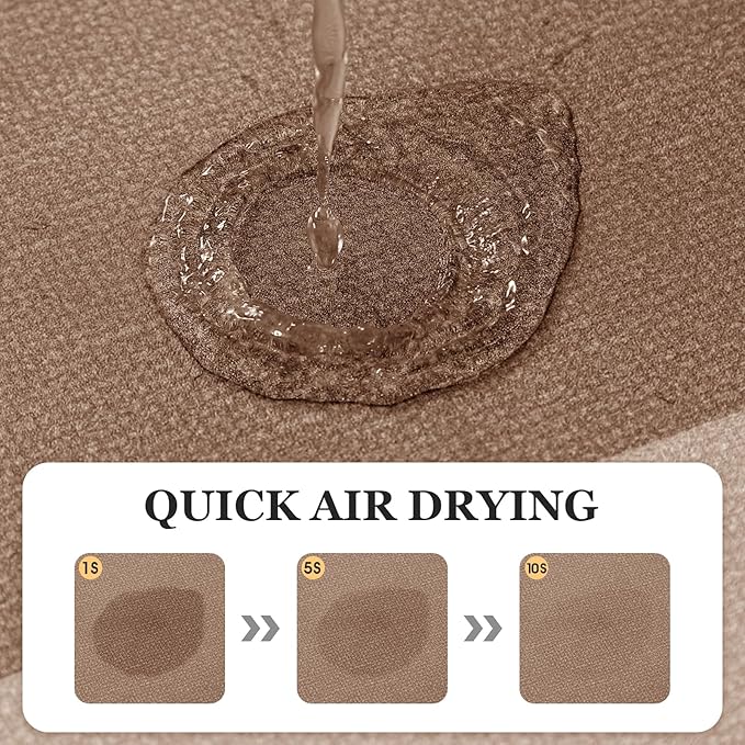 Ultra Thin Bath Mats Fit Under Door, Upgrade Backing Non Slip Bath Mat, Quick Dry Ultra Absorbent Bath Mat, Machine Washable Bathroom Rugs for Bathroom Floor, Bathtub, Kitchen, Taupe, 32"x20"