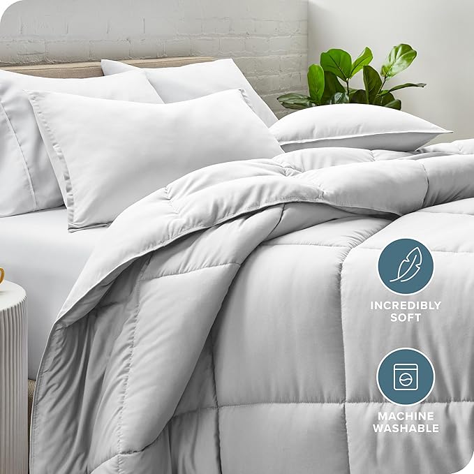 Bare Home Comforter Set - Oversized King Size - Ultra-Soft - Goose Down Alternative - Premium 1800 Series - All Season Warmth (Oversized King, Cloud Grey)