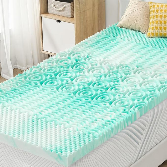 SINWEEK 1.5 Inch Memory Foam Mattress Topper Twin XL, Twin Extra Long Mattress Pads for College Dorm Single Bed, Pressure Relieve CertiPUR-US Certified, 39x80 Inches, Green